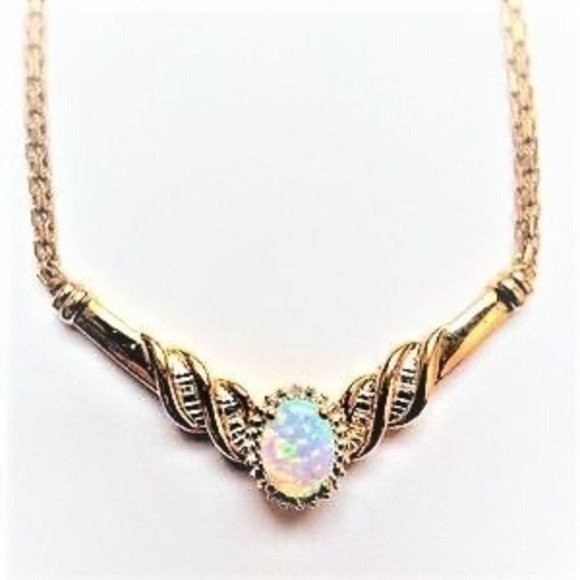 Jewelry - 💖SOLD💖   Sterling Silver Opal & Diamond Necklace